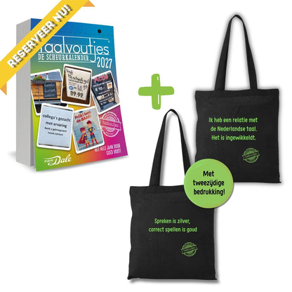 Taalvoutjes Scheurkalender 2027 + gratis katoenen tas - reserveer nu!