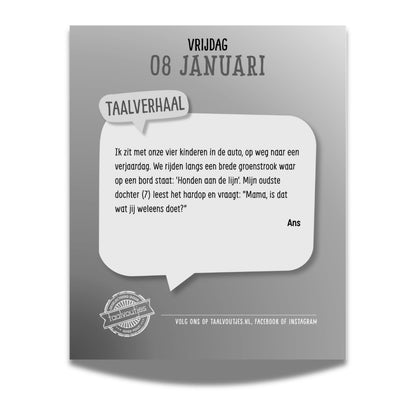 Taalvoutjes Scheurkalender 2027 + gratis katoenen tas - reserveer nu!